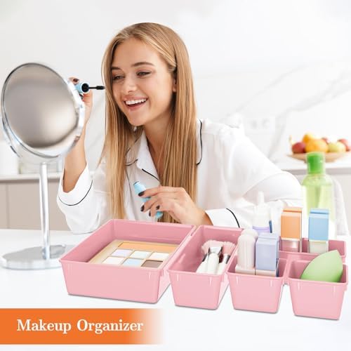 SpaceHacks 25 PCS Plastic Drawer Organizer, 4-Size Versatile Organizer Trays &