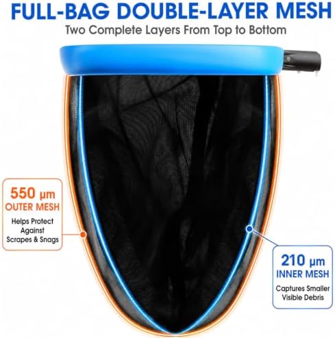 TidyMister Upgraded Full Double Layer Pool Net Rake, 17.5''