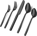 KINGSTONE Black Silverware Set, 30 Piece Flatware Set
