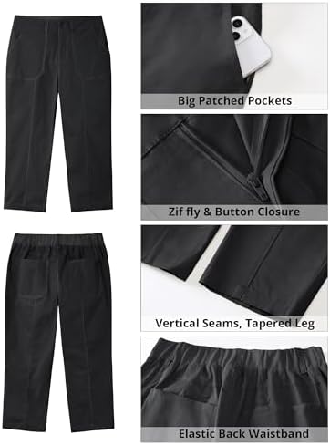 GRAPENT Capri Pants for Women High Waisted Relaxed Fit Elastic Waist Casual
