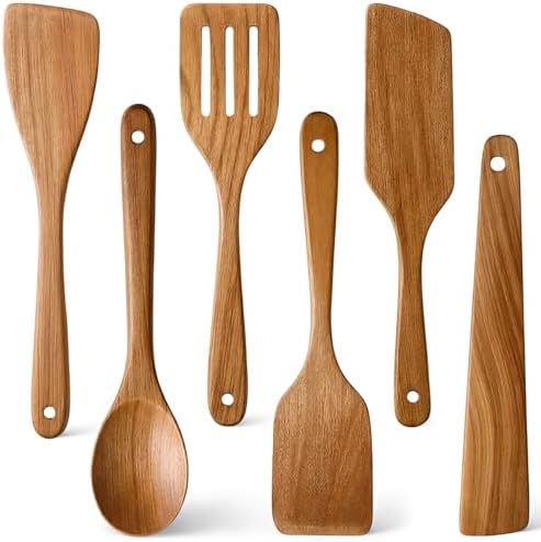 6 Pack Acacia Wood Spatula Set Non Toxic Kitchen Utensils