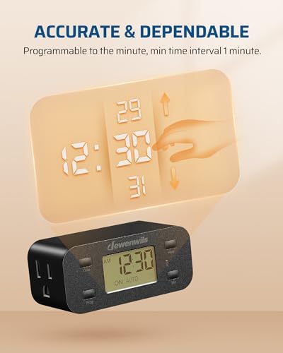 DEWENWILS Indoor 24 Hour Programmable Digital Timer Outlet, 1 Outlet, 1 Pack