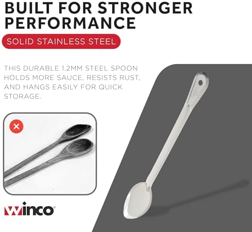 Winco 15" Stainless Steel Basting Solid Spoon