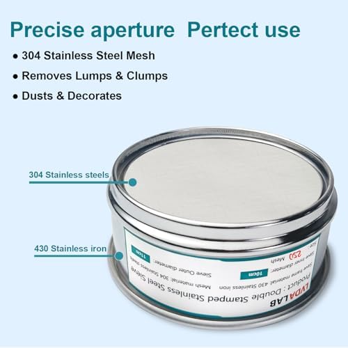 4" 304 Stainless Steel Lab Sieve, 250 Mesh Screen Sifter