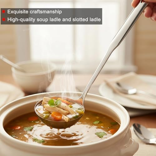 Soup Ladle 18/10 Stainless Steel and Slotted Spoons
