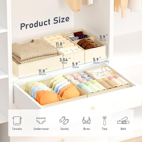 DIMJ Drawer Organizer Clothes, 30 Pack Dresser Organizer, Foldable Closet