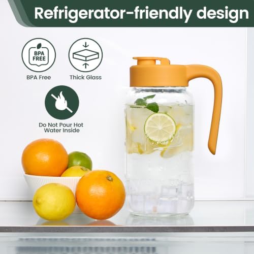 Mason Jar Pitcher, 64 oz, Glass Pitcher
