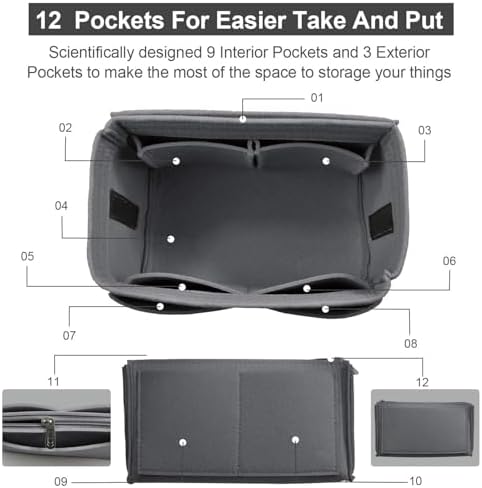 OMYSTYLE Purse Organizer Insert, Felt Tote Bag Organizer Insert