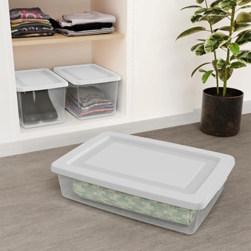 Sterilite Storage Box, Stackable Clear Plastic Bins, 20 Quart
