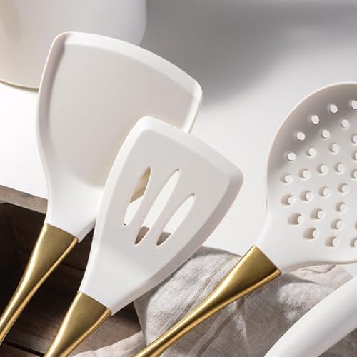 1-piece White and Gold Silicone Cooking Utensils, Kitchen Essentials