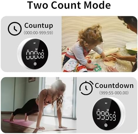 Digital Kitchen Timer, Magnetic Visual Countdown Countup Timer