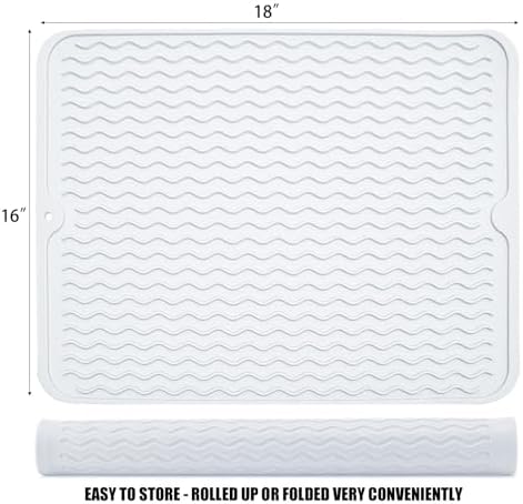 Silicone Dish Drying Mat, Non-Slip Easy Clean Sink Mat, Translucent