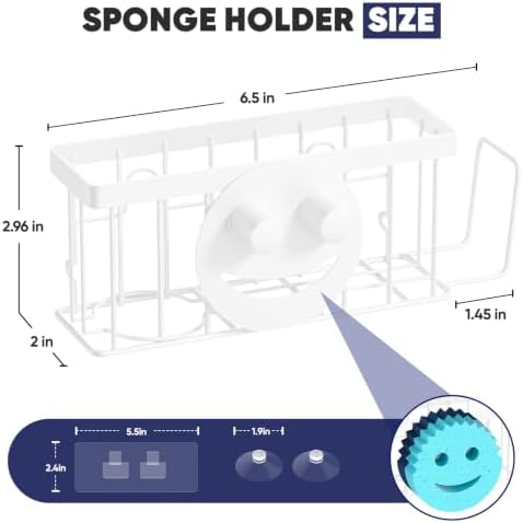 MURLONG Sponge Holder for Kitchen Sink, Sink Caddy Smiley Face-White