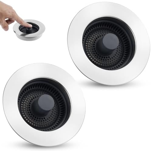 Universal 2PCS Kitchen Sink Strainer Stopper Combo, 3 in 1 Pop Up