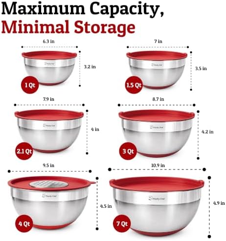 Priority Chef 6Pc Stainless Steel Mixing Bowls