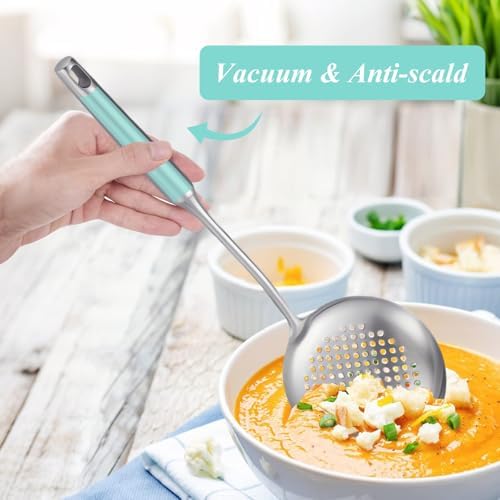 Slotted Spoon, Stainless Steel Strainer Metal Skimmer Spoon
