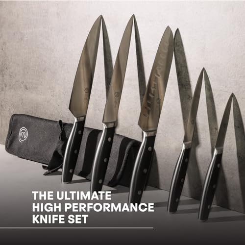 MasterChef Chef Knife Set with Bag, Knife Roll Set with 5 Professional Quality