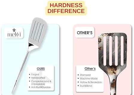 Melvvi Silver Stainless Steel Kitchen Utensils Set – 9-Piece | Non-Toxic