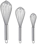 Whisks for Cooking, 3 Pack Stainless Steel Whisk for Blending, Beating and