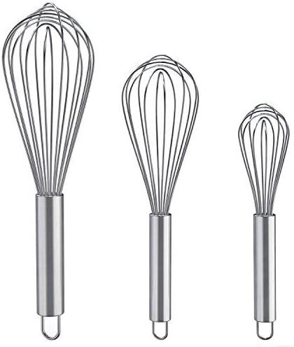 Whisks for Cooking, 3 Pack Stainless Steel Whisk for Blending, Beating and
