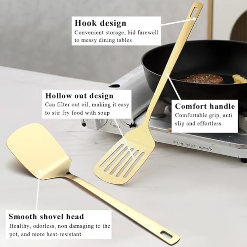 Evanda Gold Kitchen Utensils Set 6pcs, Titanium Plating Stainless Steel Cooking