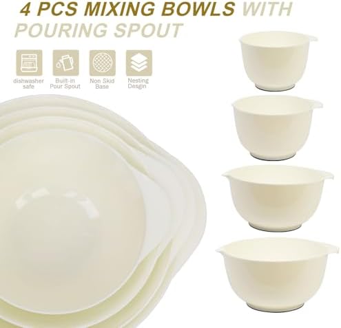 BoxedHome 4.5 Quart Large Plastic Mixing Bowls set
