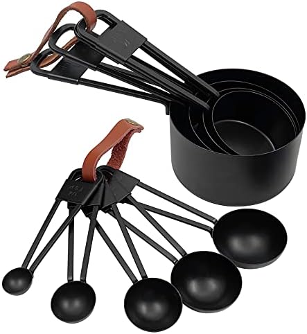 Black Stainless Steel Measuring Cups and Spoons Set