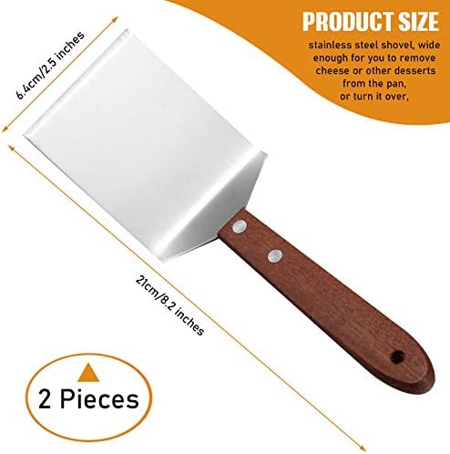 Newtay 2 Pcs Metal Small Spatula Wooden Handle Cookie Baking Scraper Turner