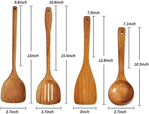 Wooden Spatula, Slotted Turner, Soup Ladle, Long Handle Utensils Set, Handmade