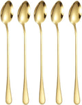 Set of 10 Long-Handle Spoons for Iced Tea, and Desserts