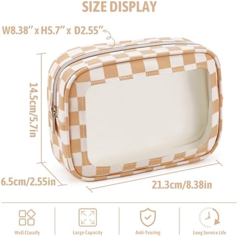 YOPCDJ 3PCS Clear Toiletry Bag, TSA Approved Travel Makeup Pouch