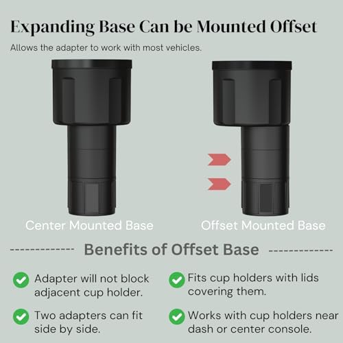 Swigzy Car Cup Holder Expander, Long Base Adapter Extender Bottle Insert