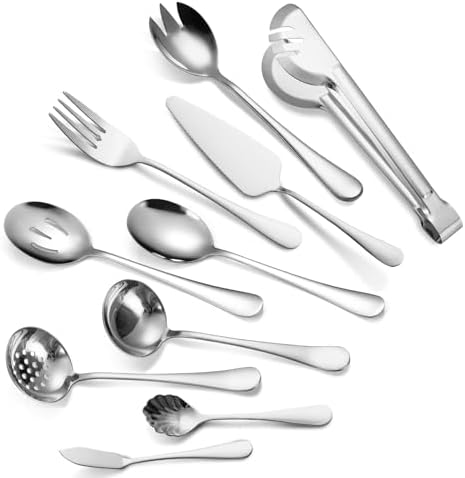Stainless Steel Serving Utensil Set 10-Piece Buffet Flatware Catering Silverware