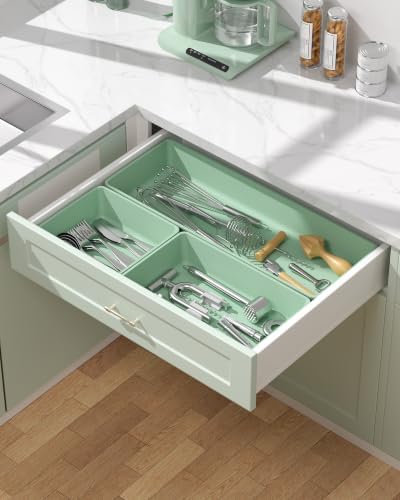 10 Pack Large Size Plastic Drawer Organizers Set, 3 Sizes Desk Drawer Organizer