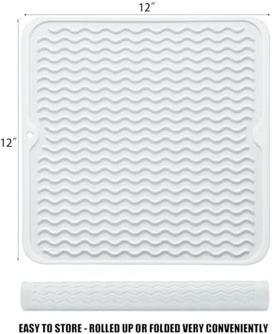 Silicone Dish Drying Mat, Non-Slip Easy Clean Sink Mat, Translucent