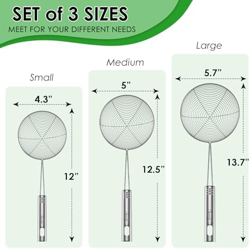 Swify Spider Strainer Set of 3 Asian Strainer Ladle Stainless Steel Wire