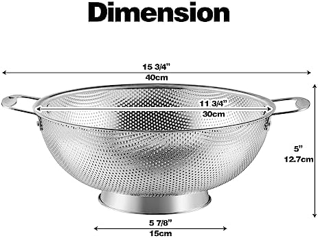 Tiawudi Large 6-Qt Colander, 18/8 Stainless Steel Mesh Strainer