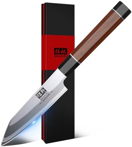 SHAN ZU 3.75" Japanese Paring Knife, 9 Layers 10Cr15MoV High Carbon Steel