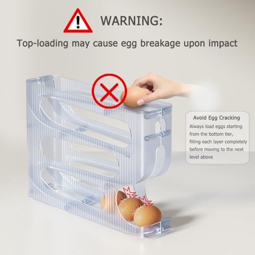 Sotfamily FIFO Egg Holder for Fridge, Egg Organizer Fits 56 Large Size Eggs