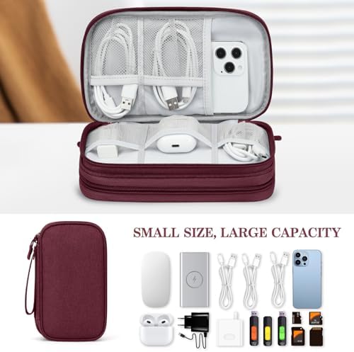 FYY Electronic Organizer, Travel Tech Pouch Bag, Wine Red