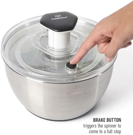 Calphalon Aero 6.3-Qt Stainless Steel Salad Spinner, Fruit & Vegetable Washer