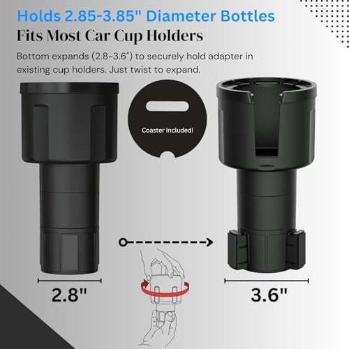 Swigzy Car Cup Holder Expander, Long Base Adapter Extender Bottle Insert