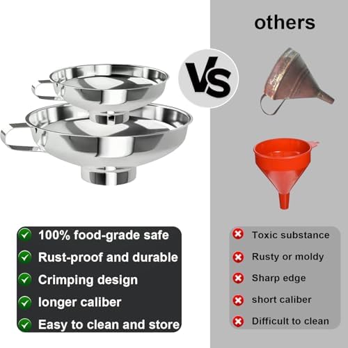 2-Pack Canning Funnels, Wide Mouth & Regular Mouth Kitchen Funnels