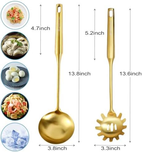 Gold Soup Ladle and Spaghetti Spoon Set