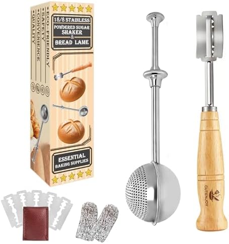 Bread Lame and Flour Duster Set, 304 Stainless Steel Sourdough Baking Tools