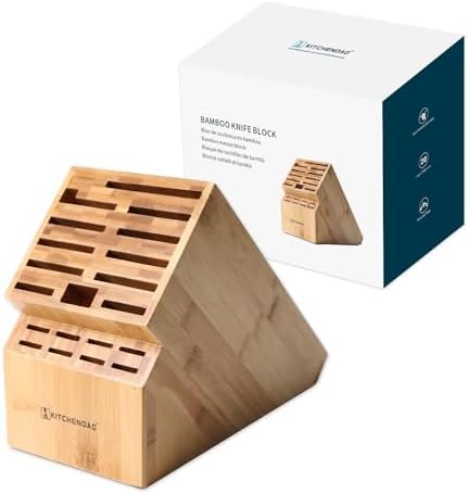 KITCHENDAO 20 Slot Bamboo Knife Block without Knives, Universal Knife Holder