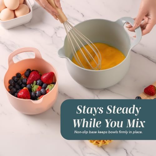 COOK WITH COLOR Nesting Plastic Mixing Bowl Set with Pour Spouts and Handles