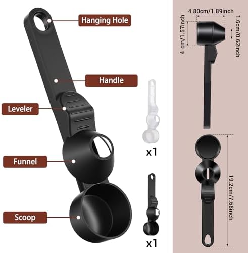 2PCS Coffee Scoop with Funnel for Ground Coffee, Funnel Scoop 2TBSP