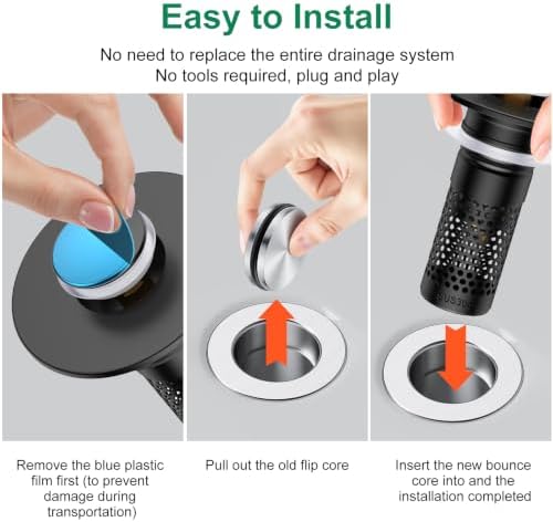 Bathroom Sink Drain Strainer, Universal Pop-Up Sink Stopper Hair Catcher