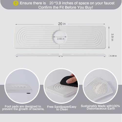 Diatomite Kitchen Faucet Mat 20in Water Absorbing Stone Tray